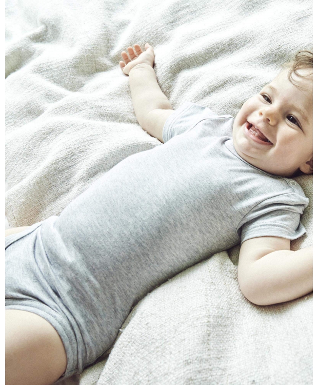 JBS kortærmet grå bambus-bodystocking til baby – 56–86 – Outlet billede 1