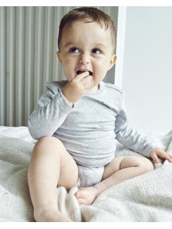 JBS langærmet lysegrå bambus-bodystocking til baby – 56–98 – Outlet