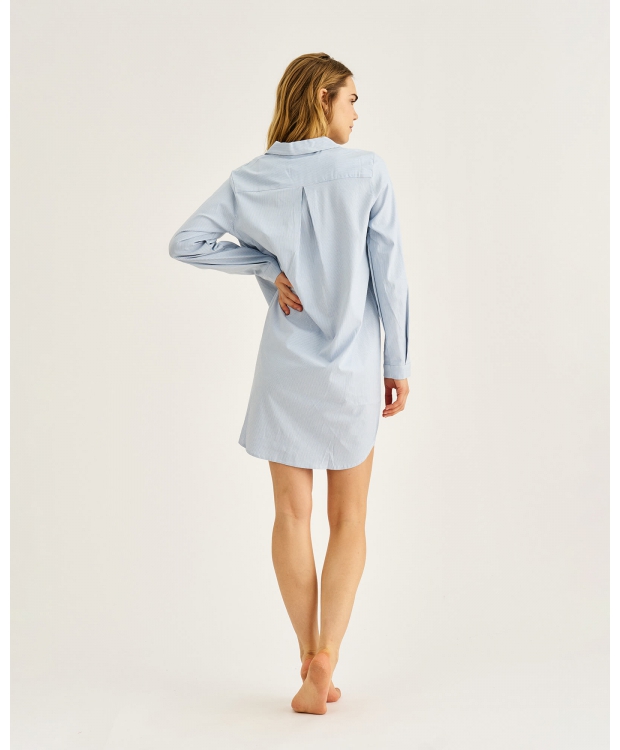 JBS of Denmark Women lyseblå stribet bambus-pyjamaskjole billede 5