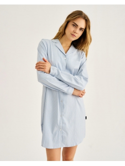 JBS of Denmark Women lyseblå stribet bambus-pyjamaskjole
