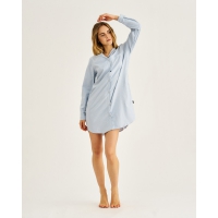 JBS of Denmark Women lyseblå stribet bambus-pyjamaskjole