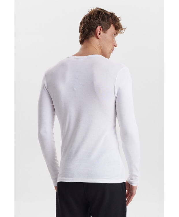JBS hvid langærmet Grandad T-shirt til herre billede 4