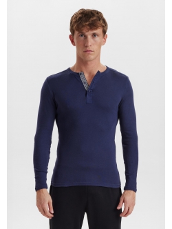 JBS navy langærmet Grandad T-shirt til herre
