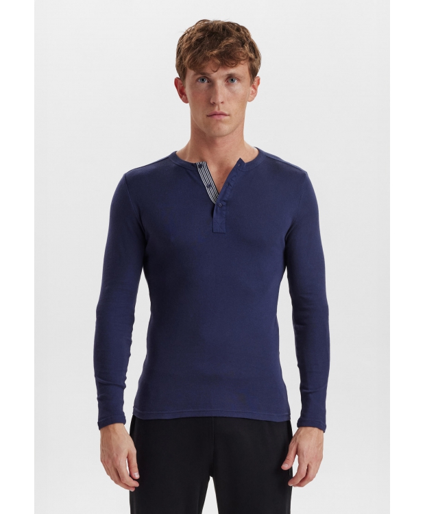 JBS navy langærmet Grandad T-shirt til herre billede 1