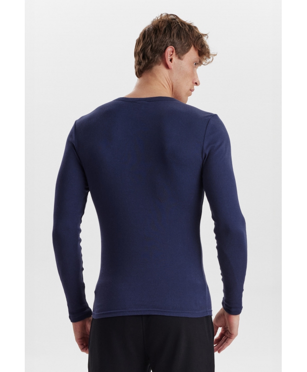 JBS navy langærmet Grandad T-shirt til herre billede 3