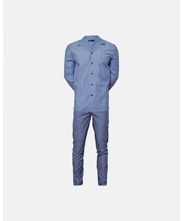 JBS blå Woven pyjamassæt til herre billede 7