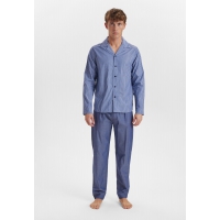 JBS blå Woven pyjamassæt til herre