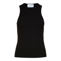 Selected ribbet tanktop i sort til kvinder. OUTLET