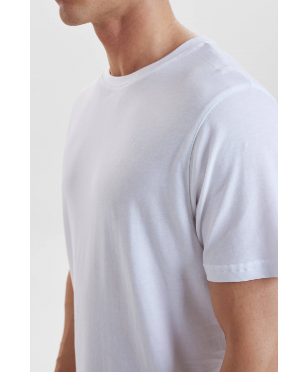 Resteröds hvid bambus-T-shirt med rund hals til herre billede 4