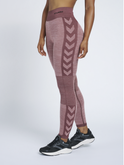 Hummel Clea Seamless Mid Waist Tights i Fudge/woodrose melange til kvinder - OUTLET