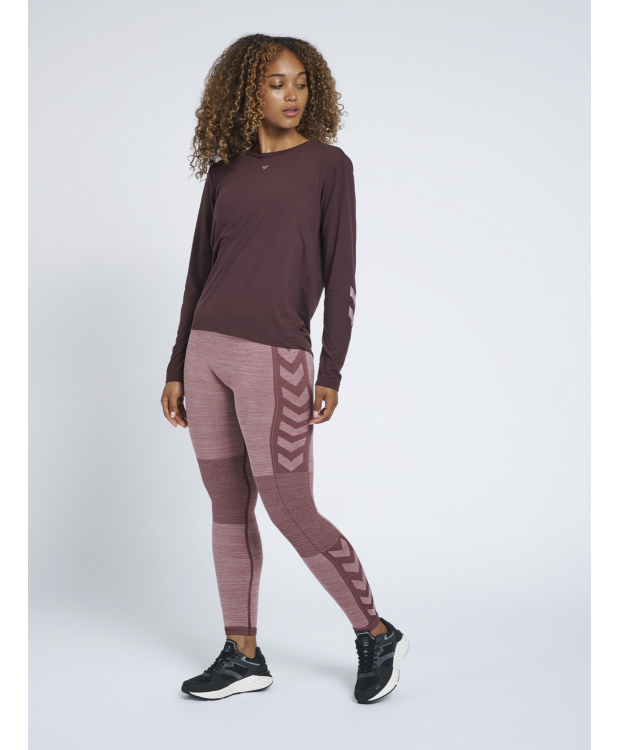 Hummel Clea Seamless Mid Waist Tights i Fudge/woodrose melange til kvinder - OUTLET billede 2