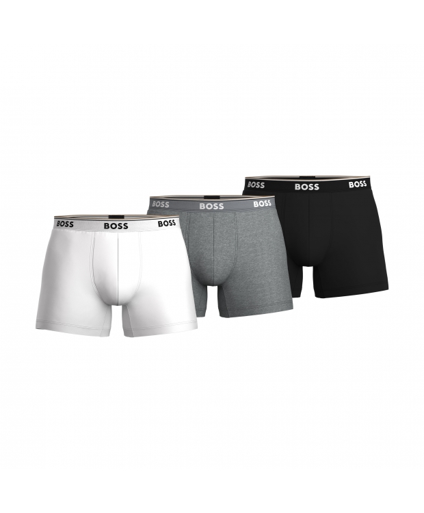 BOSS 3-pak boxershorts til herre – sort, hvid og lysegrå billede 1