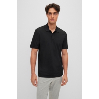 BOSS sort poloshirt i økologisk bomuld til herre – outlet