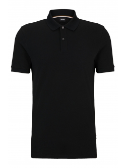 BOSS sort poloshirt i økologisk bomuld til herre – outlet
