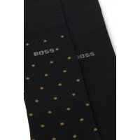 BOSS 2-pak bambusstrømper i sort med minimønster til herre