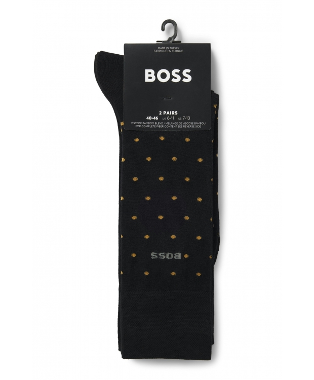 BOSS 2-pak bambusstrømper i sort med minimønster til herre billede 3