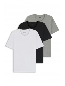 BOSS 3-pak T-shirts i økologisk bomuld – sort, grå og hvid – herre