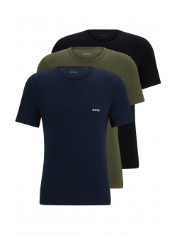 BOSS 3pak t-shirts med bomuld i forskellige farver til herre