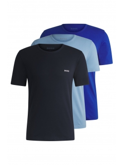 BOSS 3pak t-shirts med rund-hals i forskellige blå farver til herre
