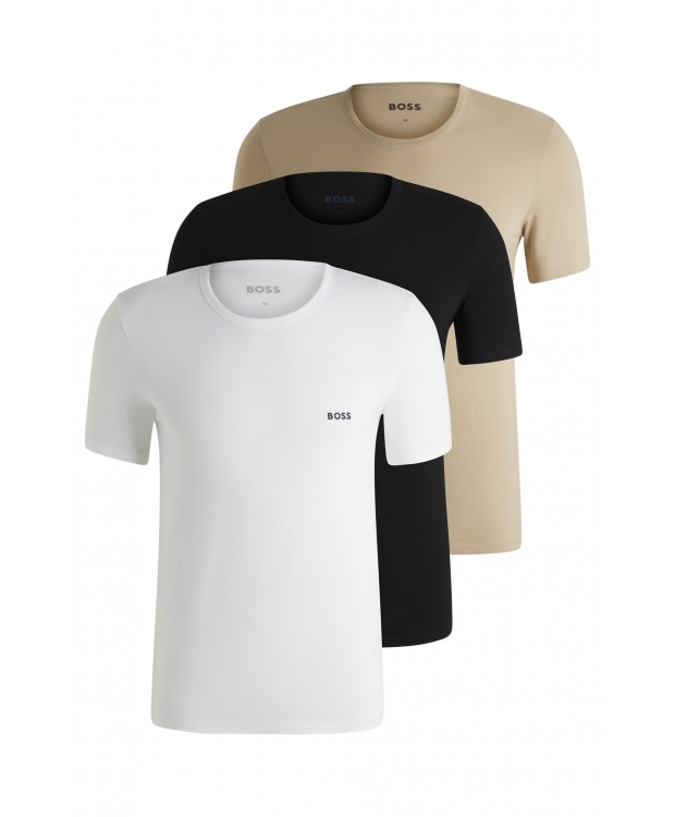 BOSS 3pak bomuld t-shirts i forskellige farver til herre | Regular fit billede 1