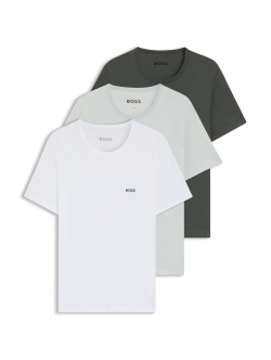 BOSS 3-pak regular fit-T-shirts i sort, grøn og hvid til herre