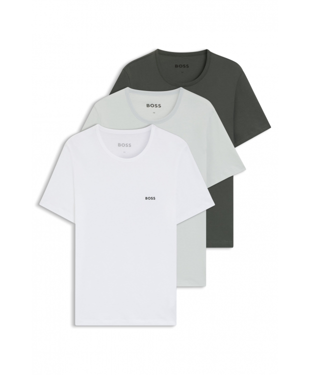 BOSS 3-pak regular fit-T-shirts i sort, grøn og hvid til herre billede 1