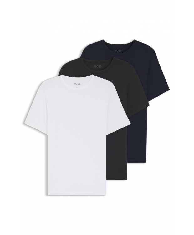 BOSS 3-pak bambus-T-shirts i hvid, navy og grå til herre billede 1