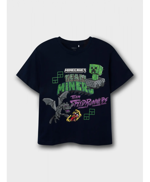 Name It Minecraft T-shirt i marineblå til dreng billede 3