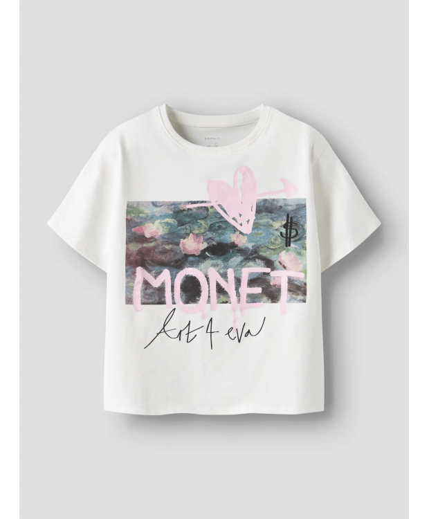 Name it "MONET" T-shirt i hvid til piger billede 2