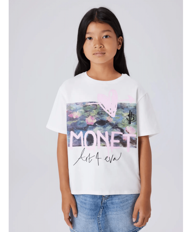 Name it "MONET" T-shirt i hvid til piger billede 1