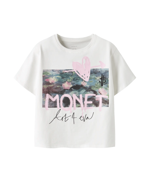 Name it "MONET" T-shirt i hvid til piger billede 4