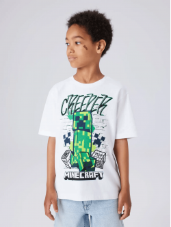 Name It Minecraft graffiti T-shirt i hvid til dreng
