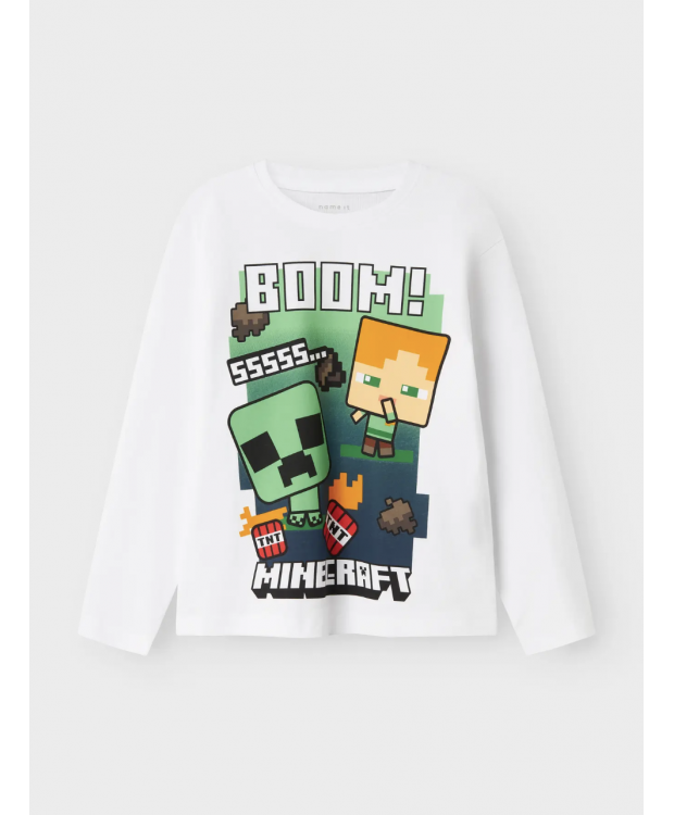 Name It Minecraft langærmet T-shirt i hvid til dreng billede 3