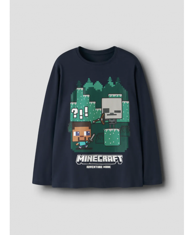 Name It Minecraft langærmet T-shirt i marineblå til dreng billede 3