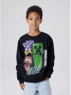 Name It Minecraft sweatshirt i sort til drenge