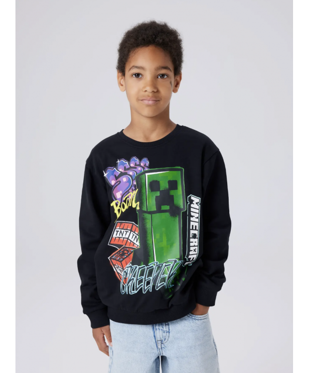 Name It Minecraft sweatshirt i sort til drenge billede 1