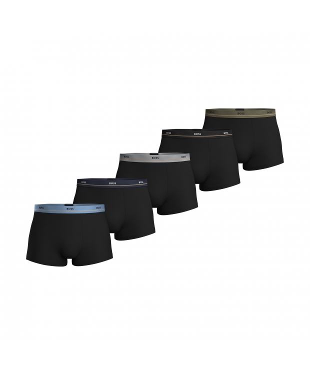 BOSS 5-pak Essential Menswear-trunks i sort med farvet linning til herre billede 2