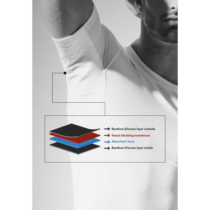 JBS Sweat-Proof bambus T-shirt med rund hals i hvid til herre billede 5