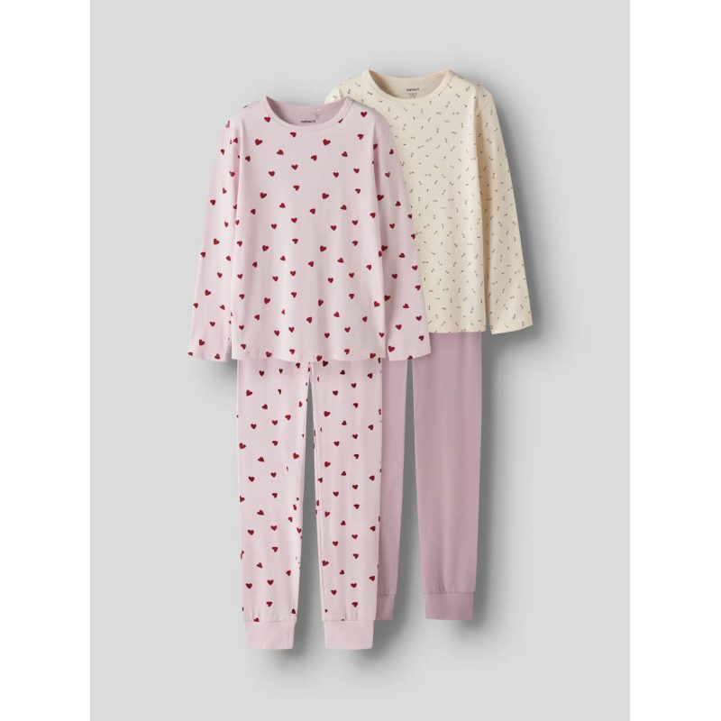 NAME IT 2-pak pyjamassæt med hjerter og blomster til piger billede 5
