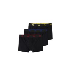 NAME IT 3-pak sorte boxershorts med farvede logoer til drenge