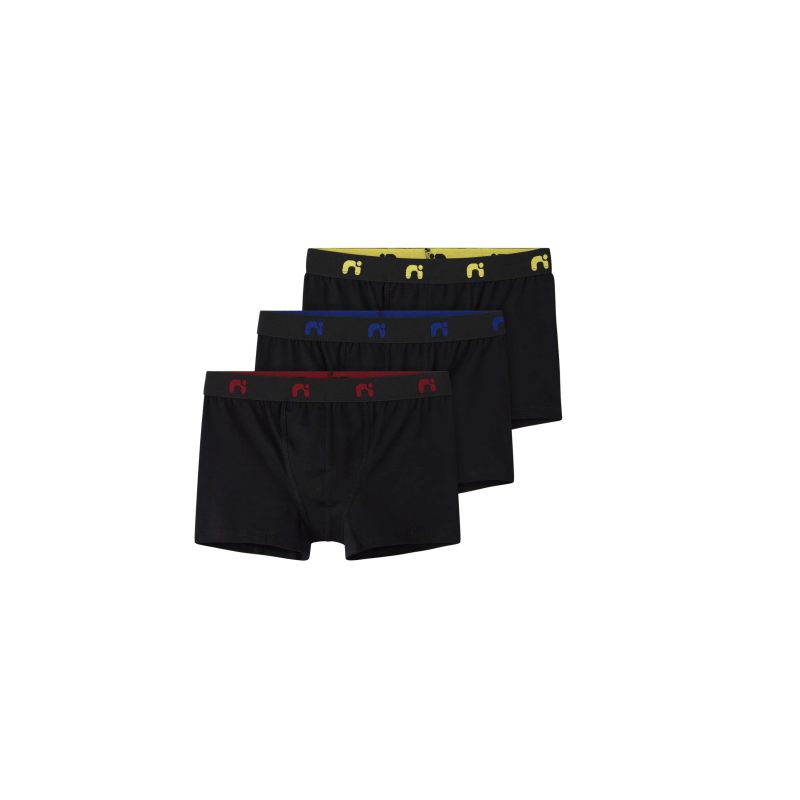 NAME IT 3-pak sorte boxershorts med farvede logoer til drenge billede 1