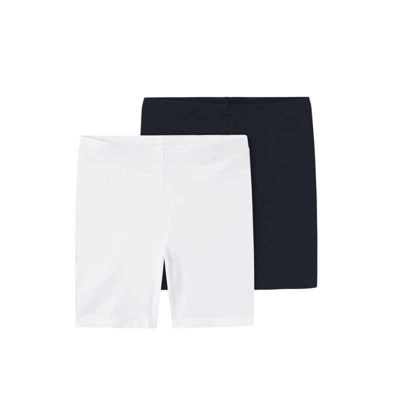 NAME IT 2-pak korte leggings i mørkeblå og hvid til piger billede 1