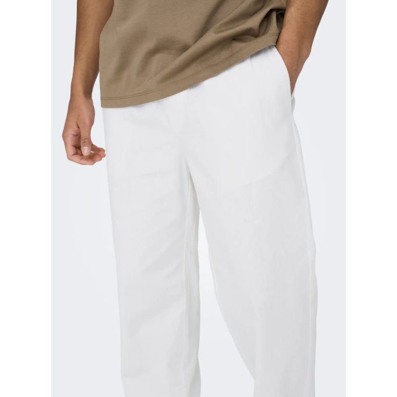 ONLY & SONS Hørbukser Loose Fit I bright white til herre billede 3