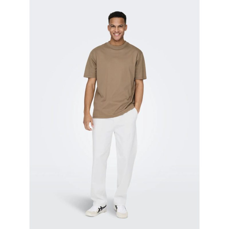 ONLY & SONS Hørbukser Loose Fit I bright white til herre billede 1