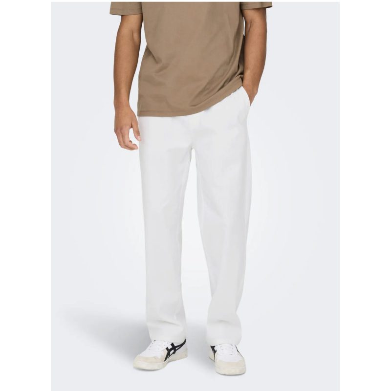 ONLY & SONS Hørbukser Loose Fit I bright white til herre billede 6