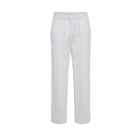 ONLY & SONS Hørbukser Loose Fit I bright white til herre