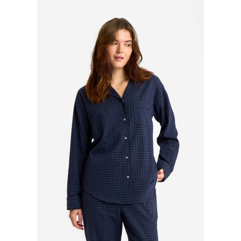 JBS of Denmark navyternet pyjamasskjorte i økologisk bomuld til kvinder billede 1