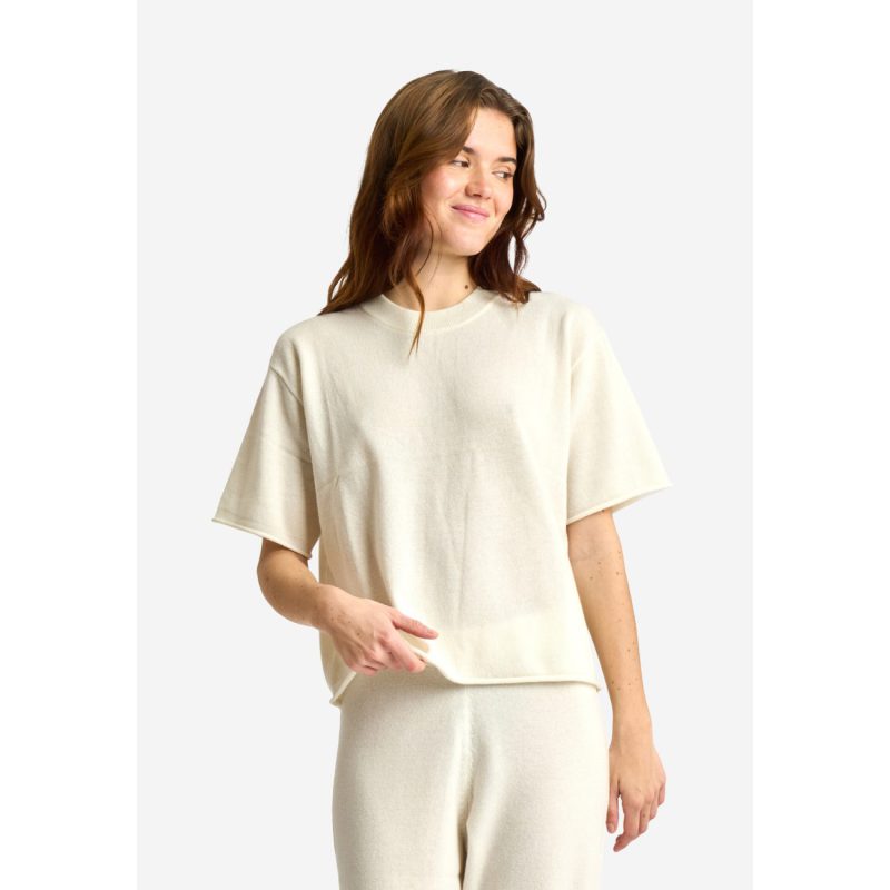 JBS of Denmark ivory T-shirt i merinould til kvinder billede 2