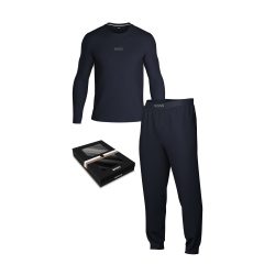 BOSS julepyjamassæt Xmas Long Set i Dark Blue til herre