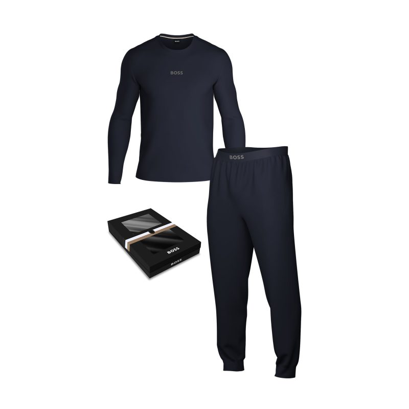 BOSS julepyjamassæt Xmas Long Set i Dark Blue til herre billede 2